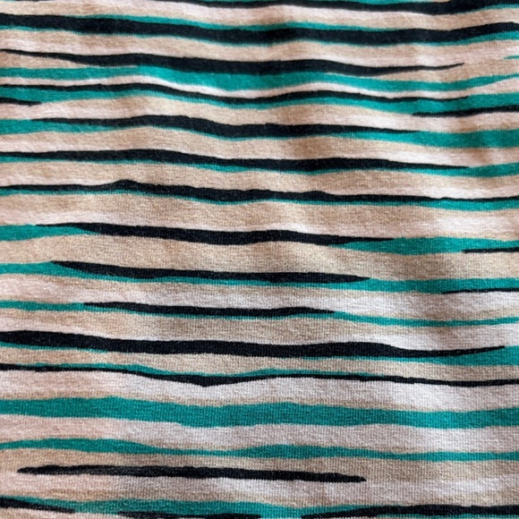 Lafayette 148 New York Striped Short Sleeve Top - Aqua and Black - Picture 5 of 5